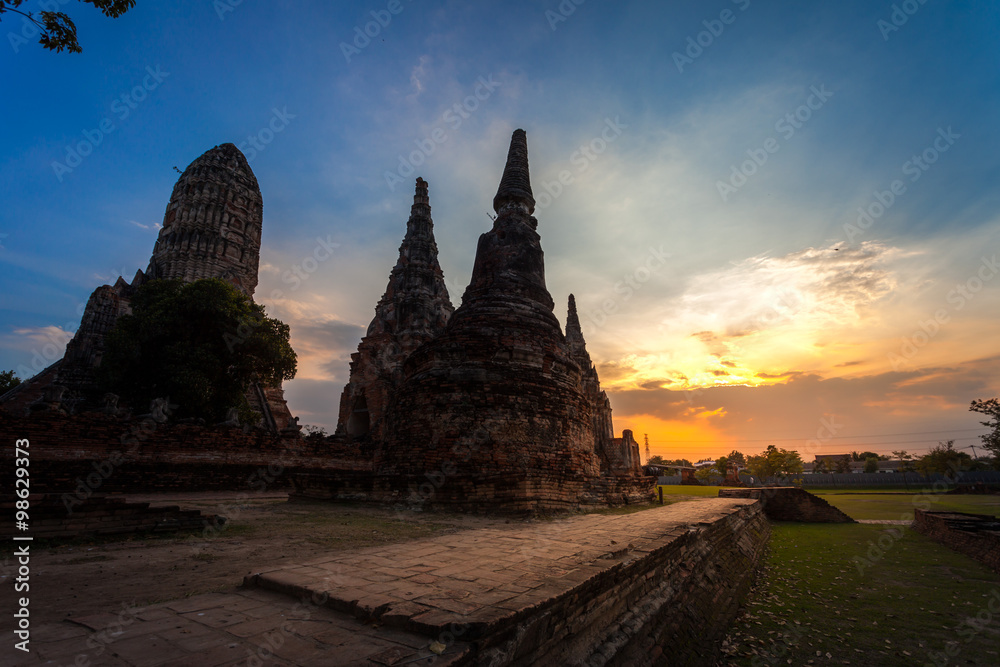 archaeological site at Wat Chaiwatthanaram in Ayutthaya historic