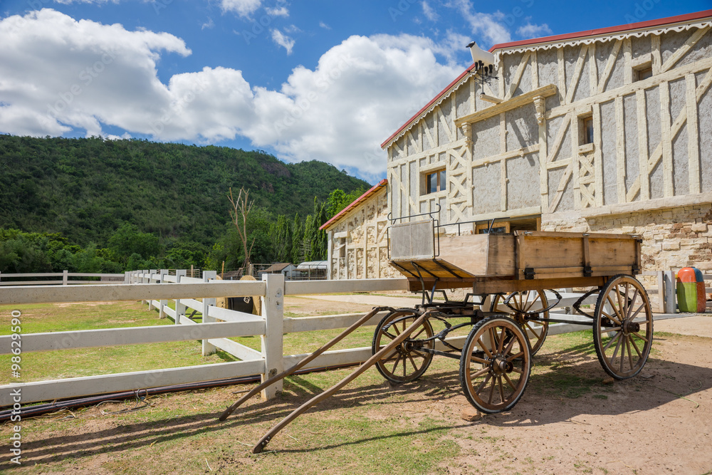 Fototapeta premium Carriages or wagons on the ranch.