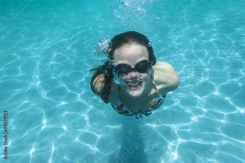 Girl Underwater Swimming pool summer fun happiness expressions