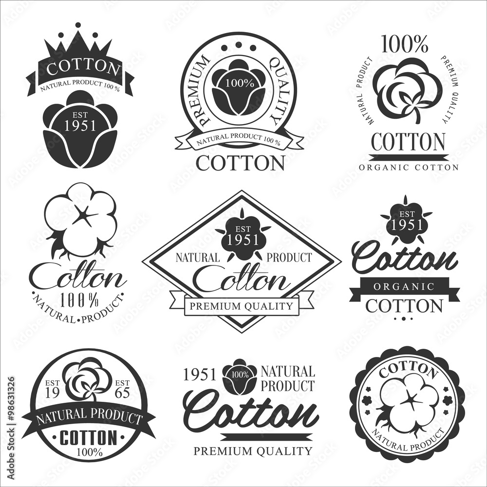Fototapeta premium Cotton badges design, organic product. Vector