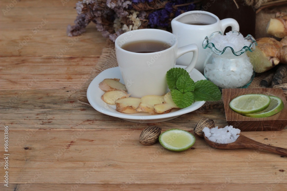 Ginger tea with lemon and honey delicious.