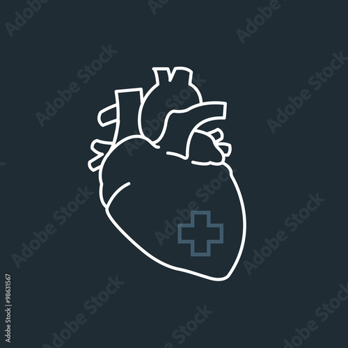 Threat of heart attack - contour of human heart