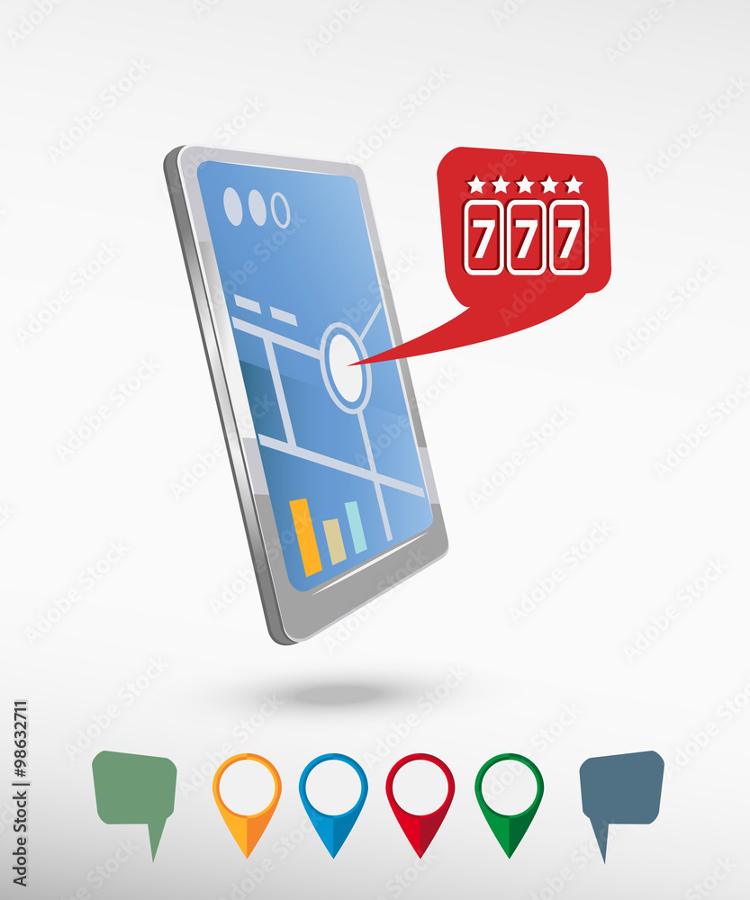 Fortune 777 and perspective smartphone vector realistic Fortune 777 and perspective smartphone vector realistic