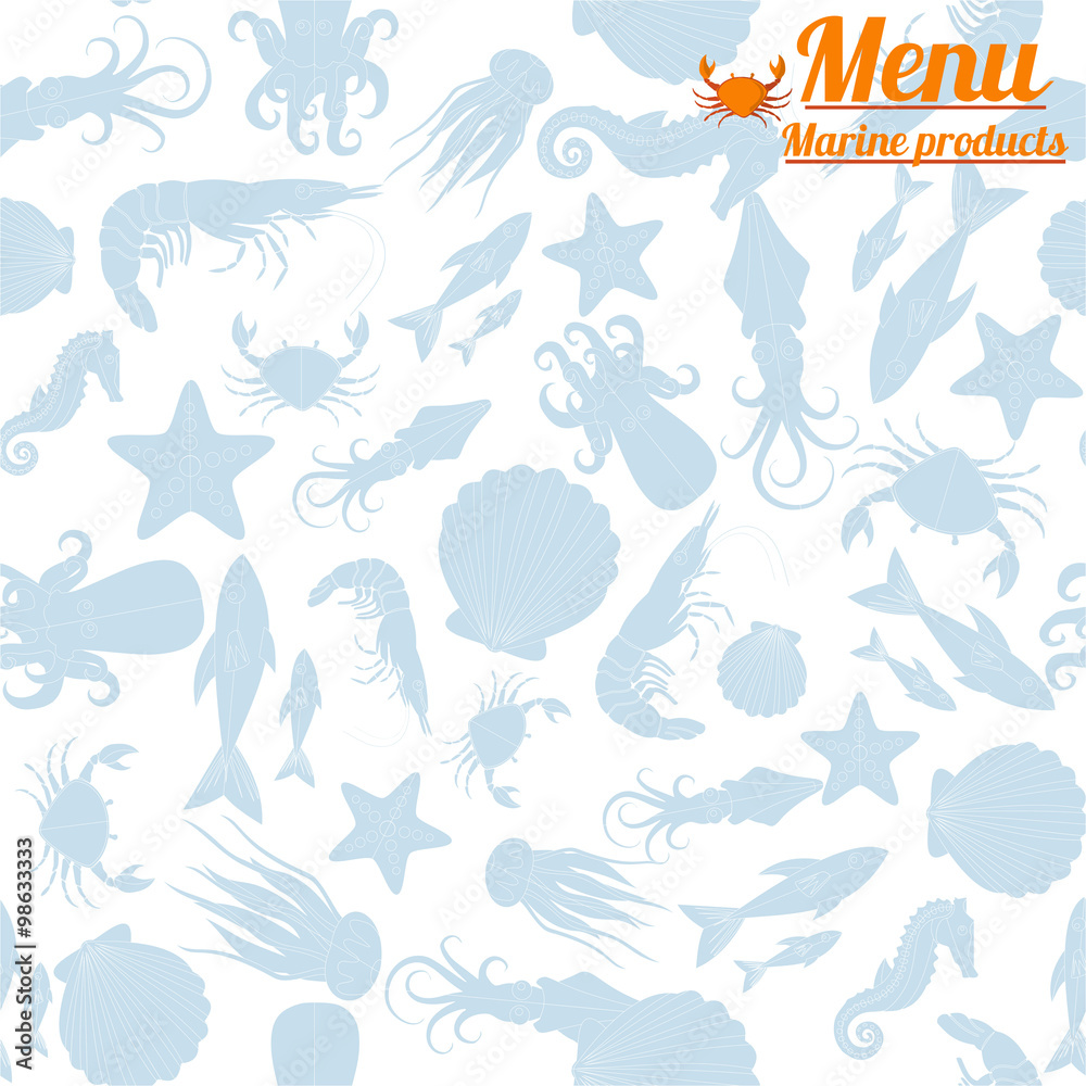 Fototapeta premium menu seafood seamless pattern