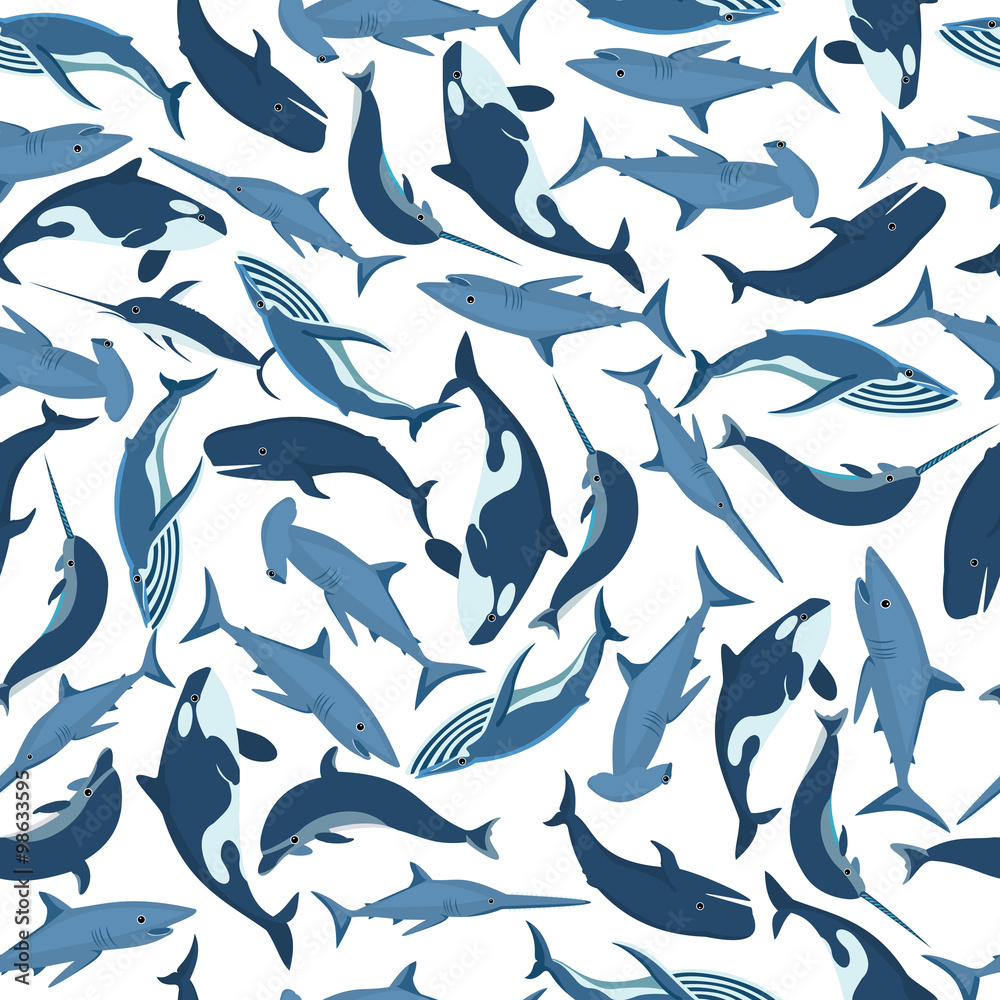 whales and fish seamless pattern whales and fish seamless pattern