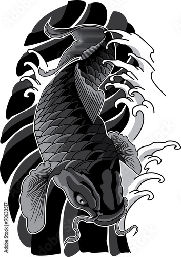 Vector koi fish tattoo.