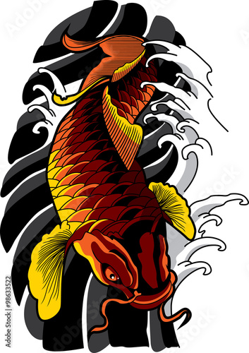 Vector koi fish tattoo.