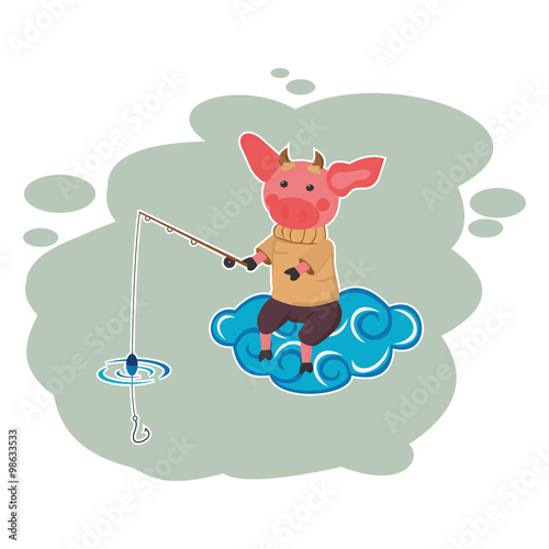 illustration of a fisherman in heaven