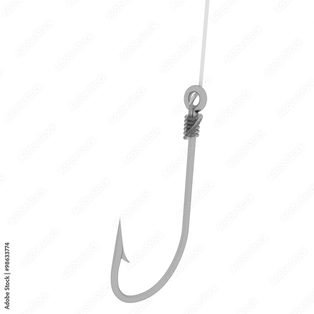 Fishing Hook and Line Isolated on White Background Fishing Hook and Line Isolated on White Background