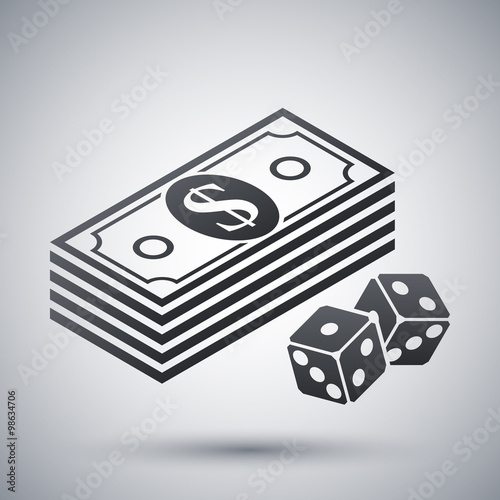 Vector bundle of dollars and dices icon