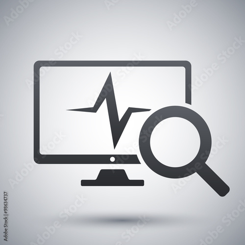 Computer diagnostics icon, vector