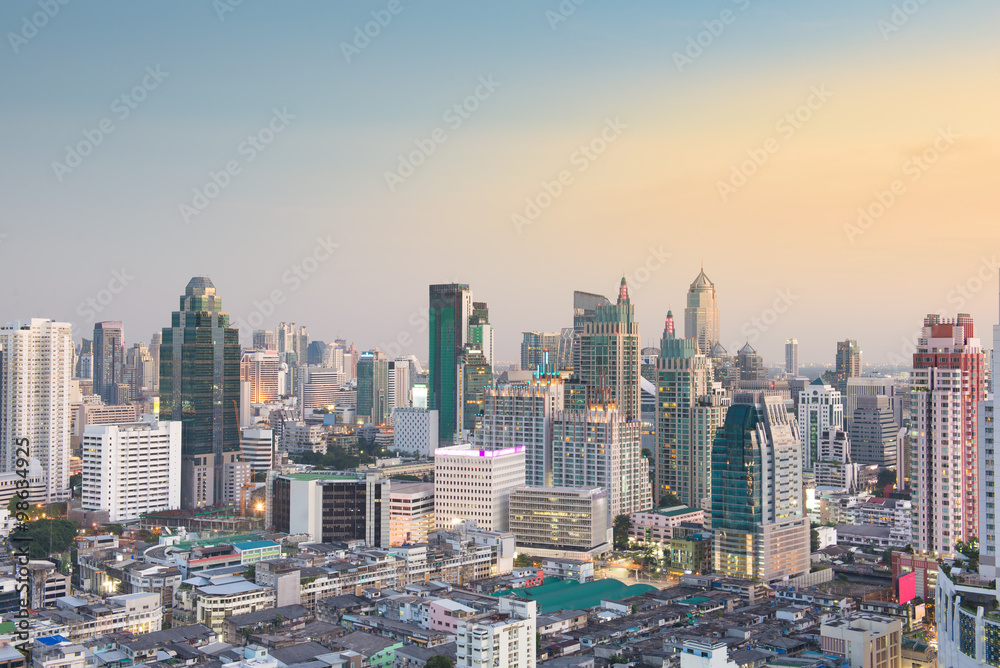 Bangkok cityscape at twilight, Thailand