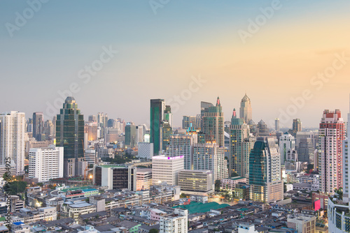 Photography Bangkok cityscape at twilight, Thailand