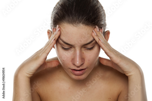 Young beautifull woman with headache