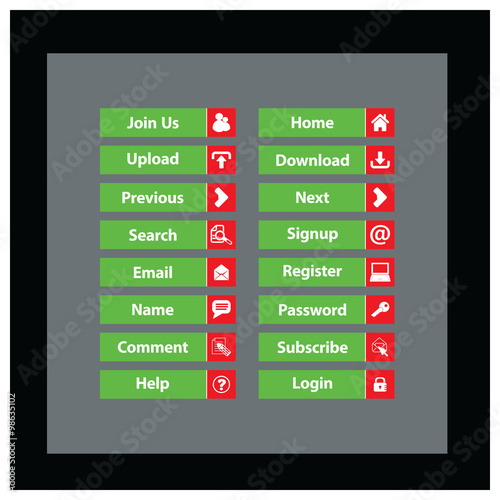 web and computing colorful web designing button template elements
