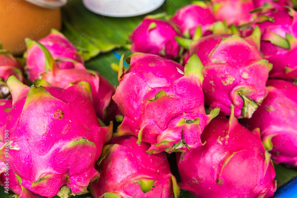 Dragon fruits in markets Dragon fruits in markets