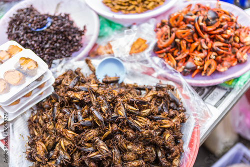 Bugs fried in street market