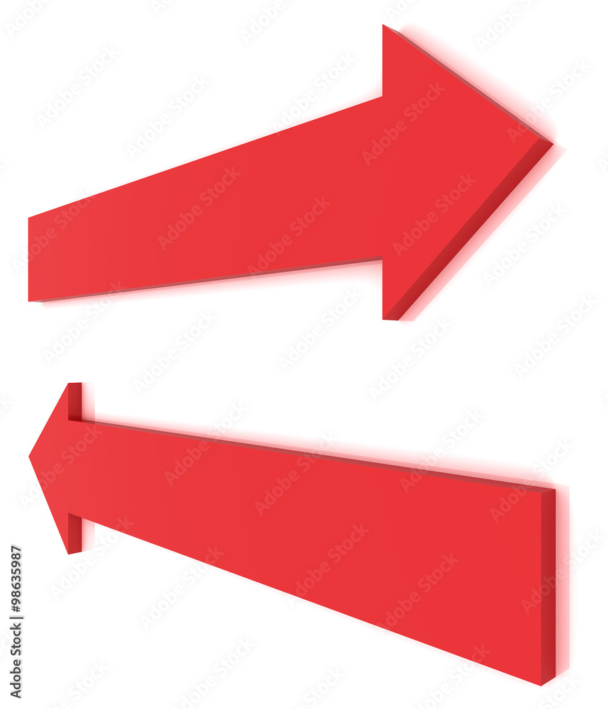 left and right red arrows, isolated on white left and right red arrows, isolated on white