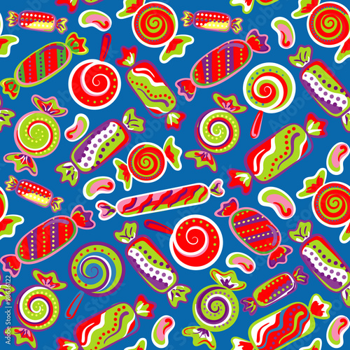Seamless pattern vector  background with lollipops and candies. Vector seamless background with colorful candies.