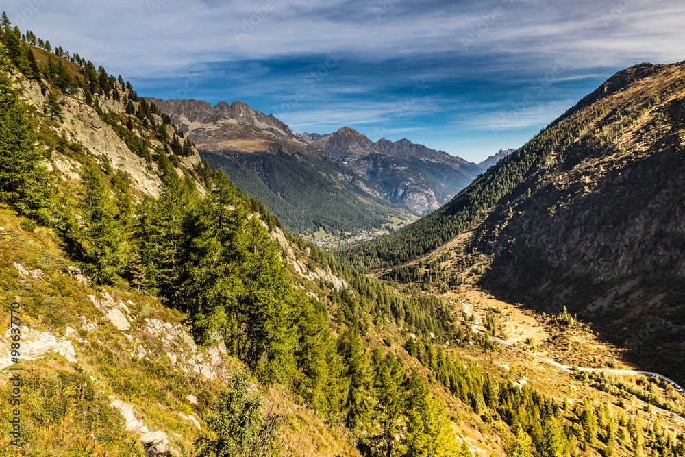 View Of The Valley And Alps Mountain Range-France