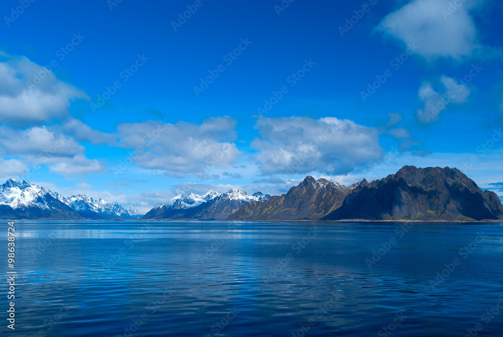 Seascape of Lofoten Islands in Norway