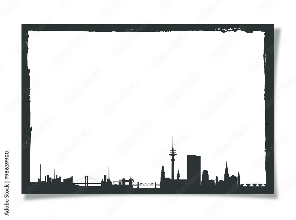 Grunge Photo Frame With Silhouette of Hamburg