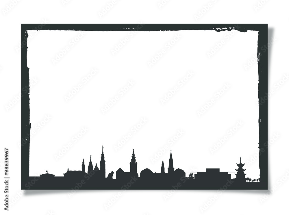 Grunge Picture Frame With Silhouette of Copenhagen Grunge Picture Frame With Silhouette of Copenhagen