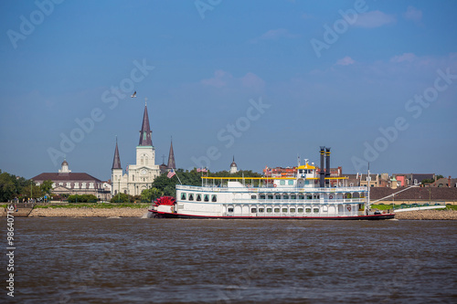 New Orleans paddle steamer in Mississippi river in New Orleans