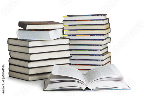 group of books on a white background