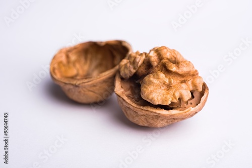 Wallnut macro isolated on white background