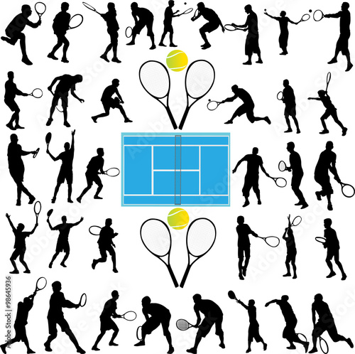 tennis players big collection - vector