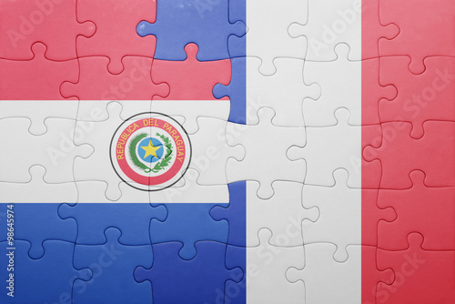 puzzle with the national flag of paraguay and france