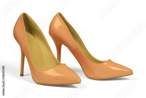 A pair of women's heel shoes isolated over white with clipping path.