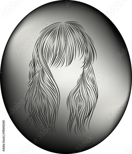 Long girl's hair on a separate silver background vector, capelli lunghi di ragazza su sfondo argentato separato vettoriale