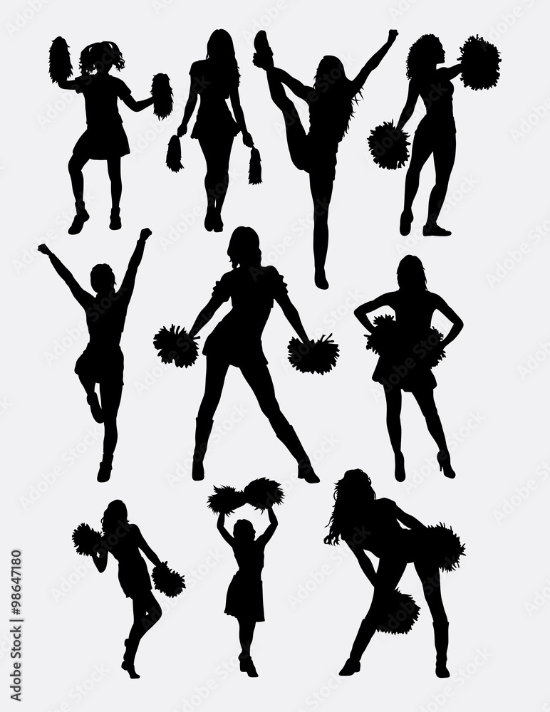 Girl cheerleader pose silhouette. Good use for symbol, logo, web icon