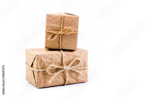 Paper gift box on white background