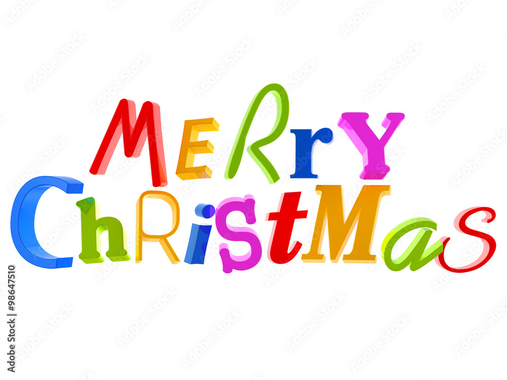 Merry Christmas - colored text isolated on white background