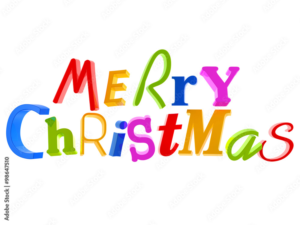 Merry Christmas - colored text isolated on white background Merry Christmas - colored text isolated on white background