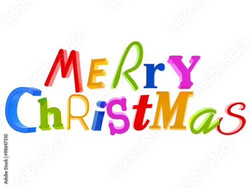 Merry Christmas - colored text isolated on white background