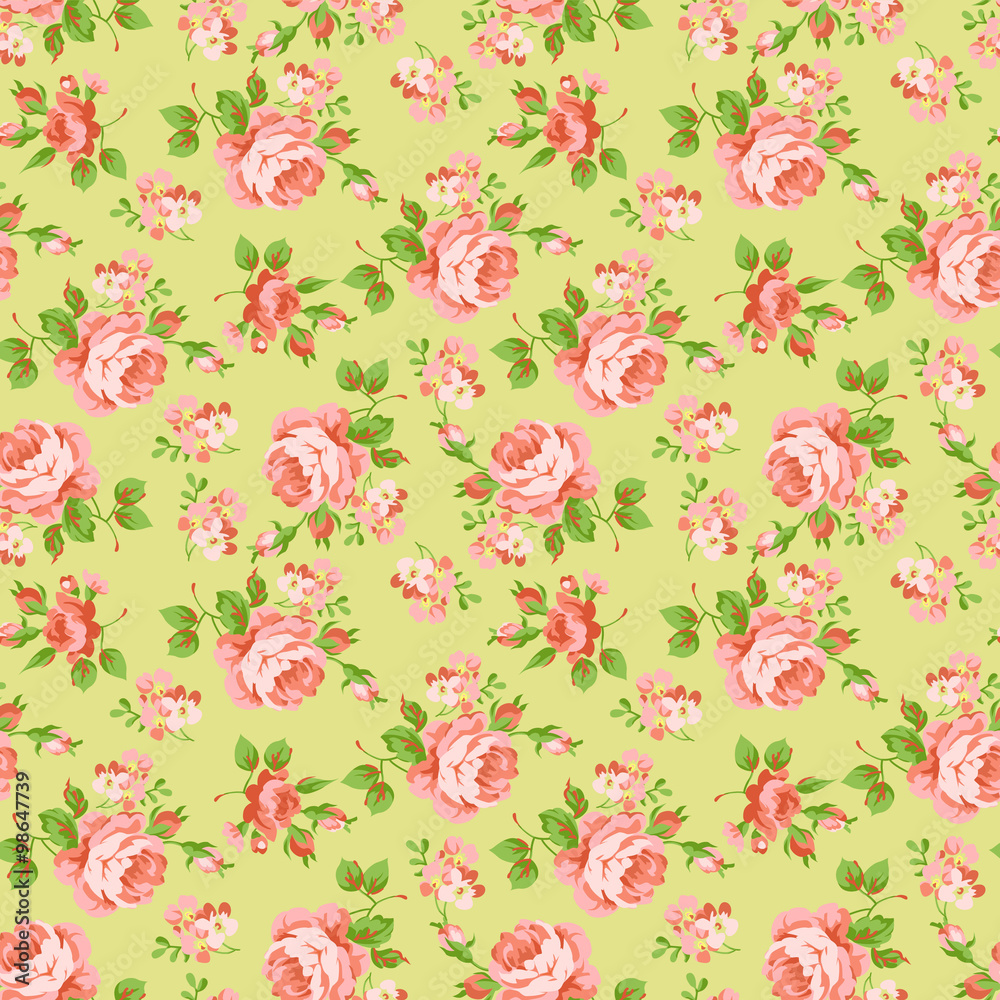 Pattern with yellow and pink roses Pattern with yellow and pink roses