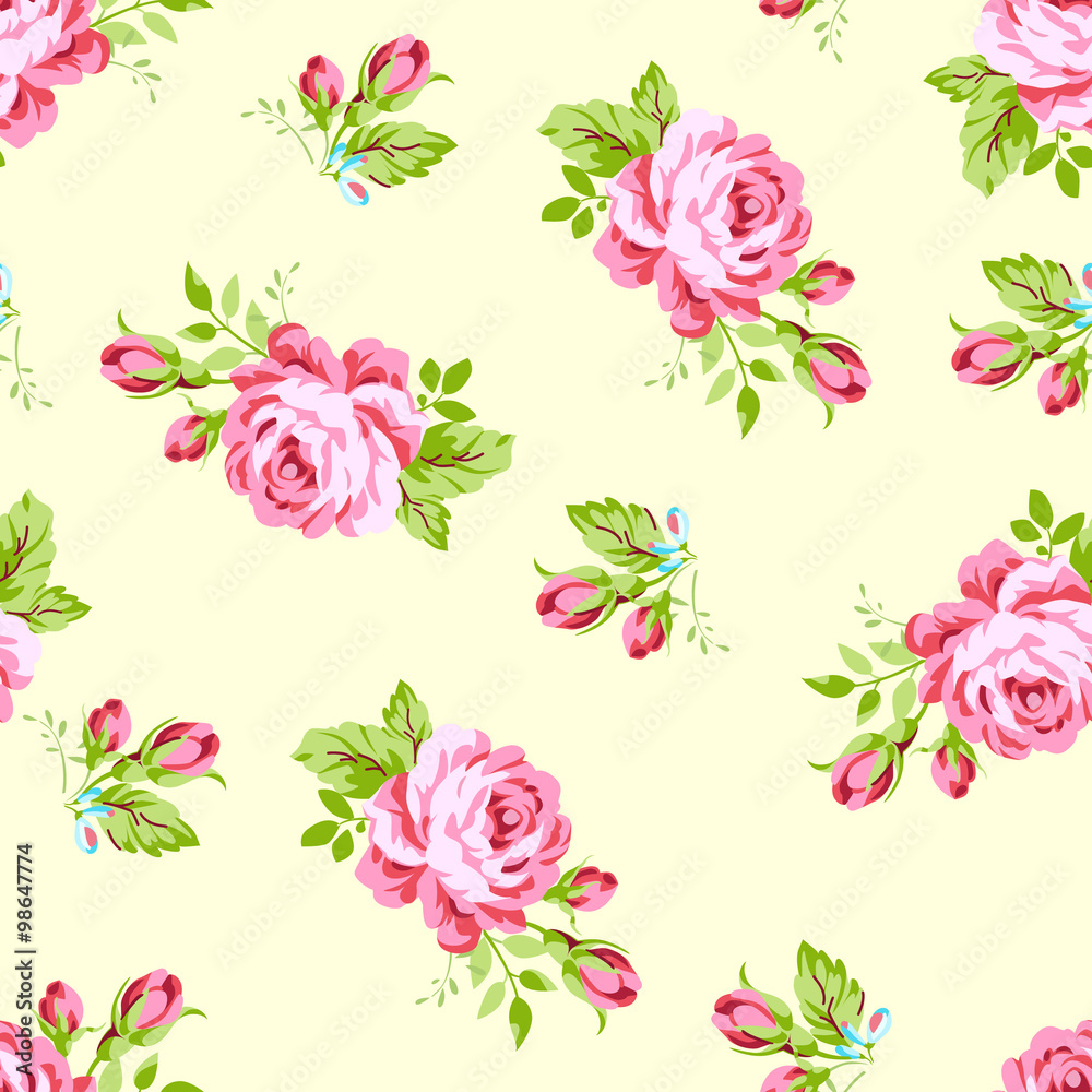 Seamless floral pattern with  roses.