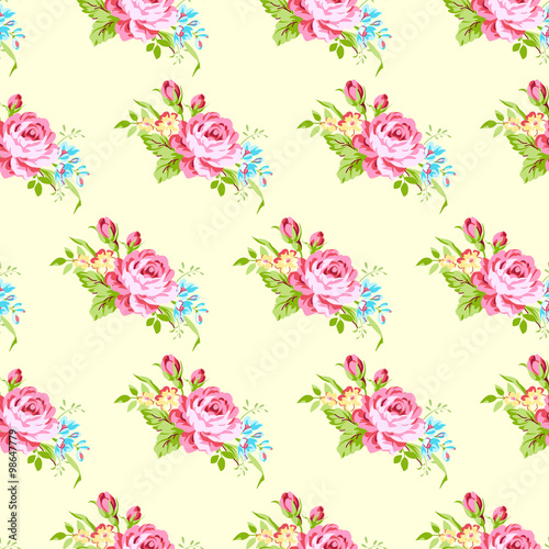 pattern with pastel pink roses