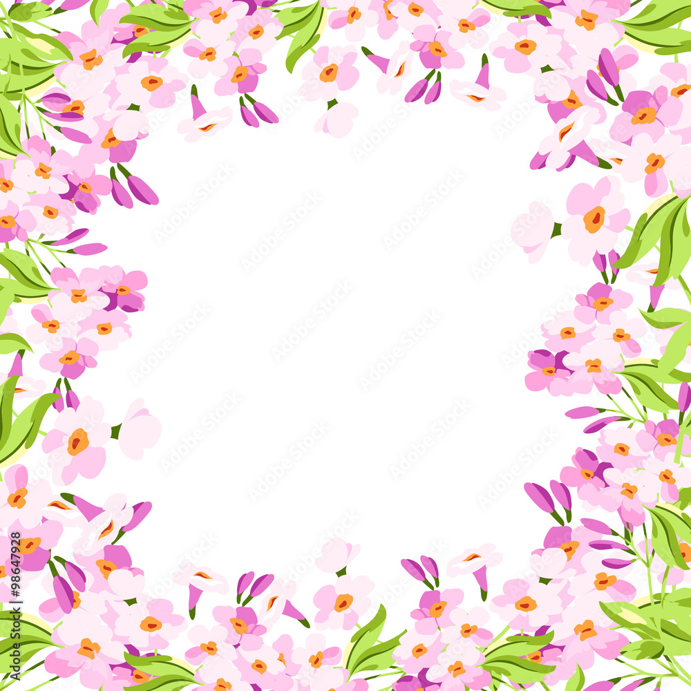 Frame with pink flowers