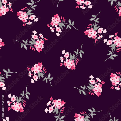 Seamless floral pattern with pink flowers © lovelava