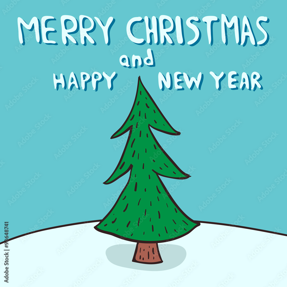 Fototapeta premium Christmas card with tree