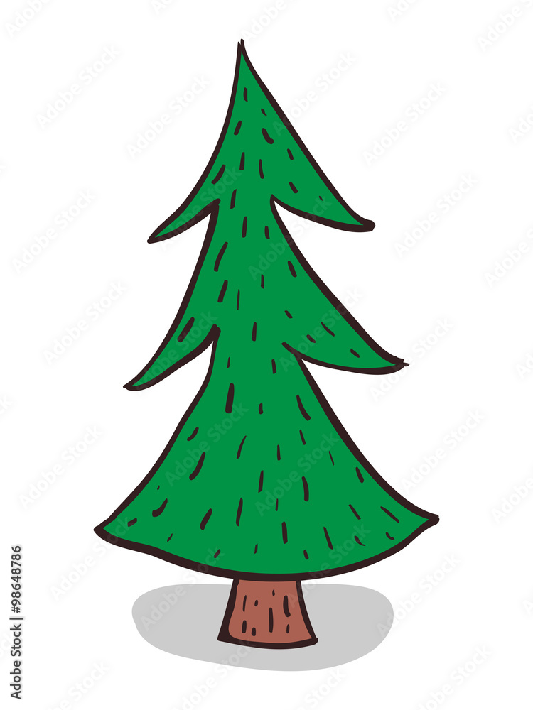 Obraz premium Hand-drawn fir-tree