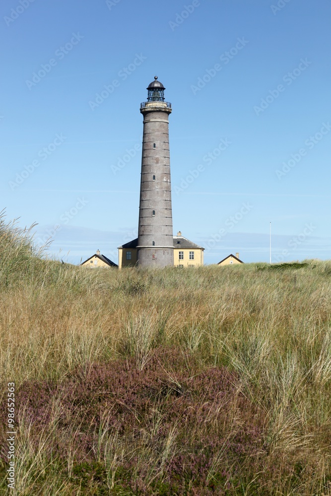 The grey lighthouse in Skagen, Denmark 