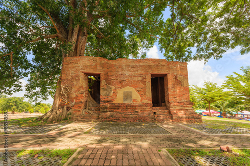 Chapel and brick wall