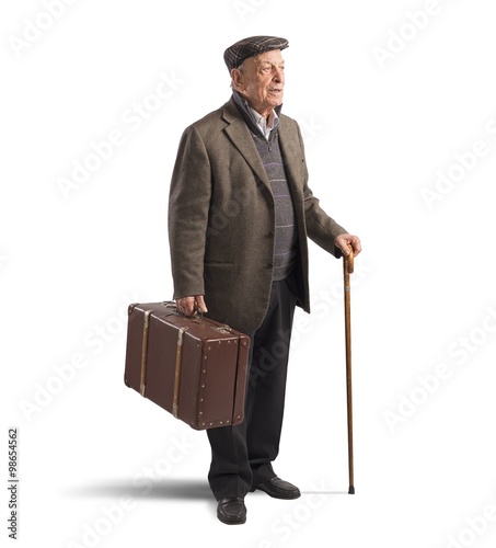 Canvas Print Old man with suitcase