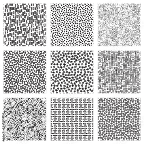 Set of abstract grungy hand drawing texture backgrounds. Vector illustration.